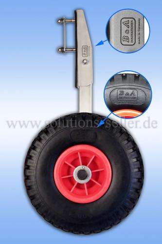 Slipräder Transporträder Heckräder aus Edelstahl V4A mit pannensichere PU-Räder Ø260mm